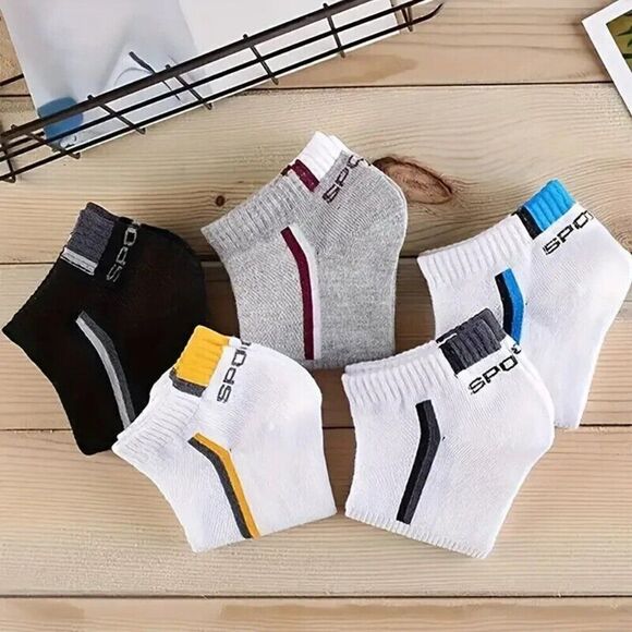5 Pairs Graphic Socks Sport Breathable Low Cut Mixed Color One Size Unisex - Picture 6 of 6